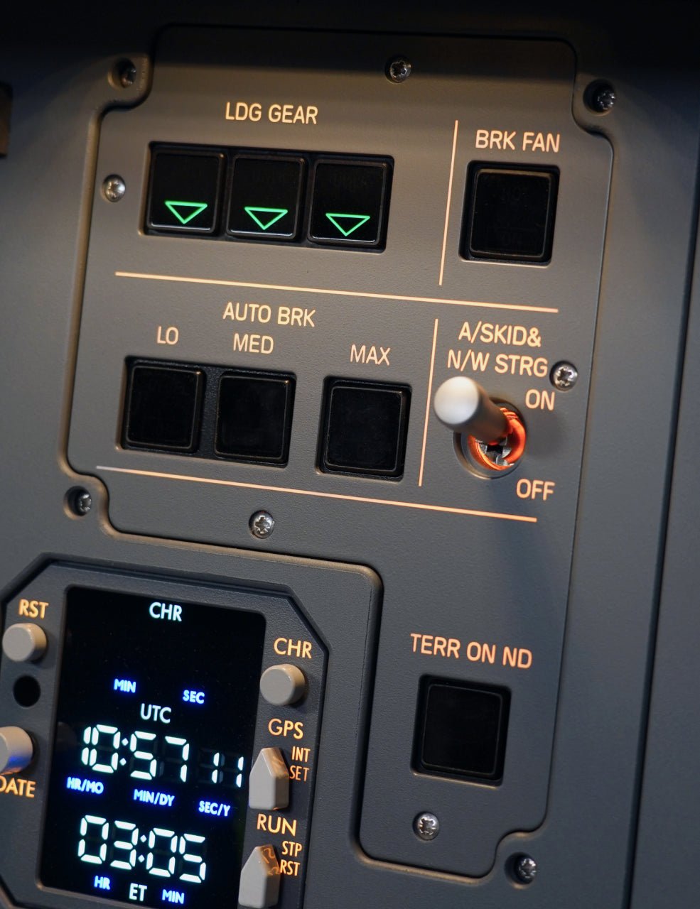 Airbus A320 simulator Autobrake unit by SKALARKI with korry switch replicas