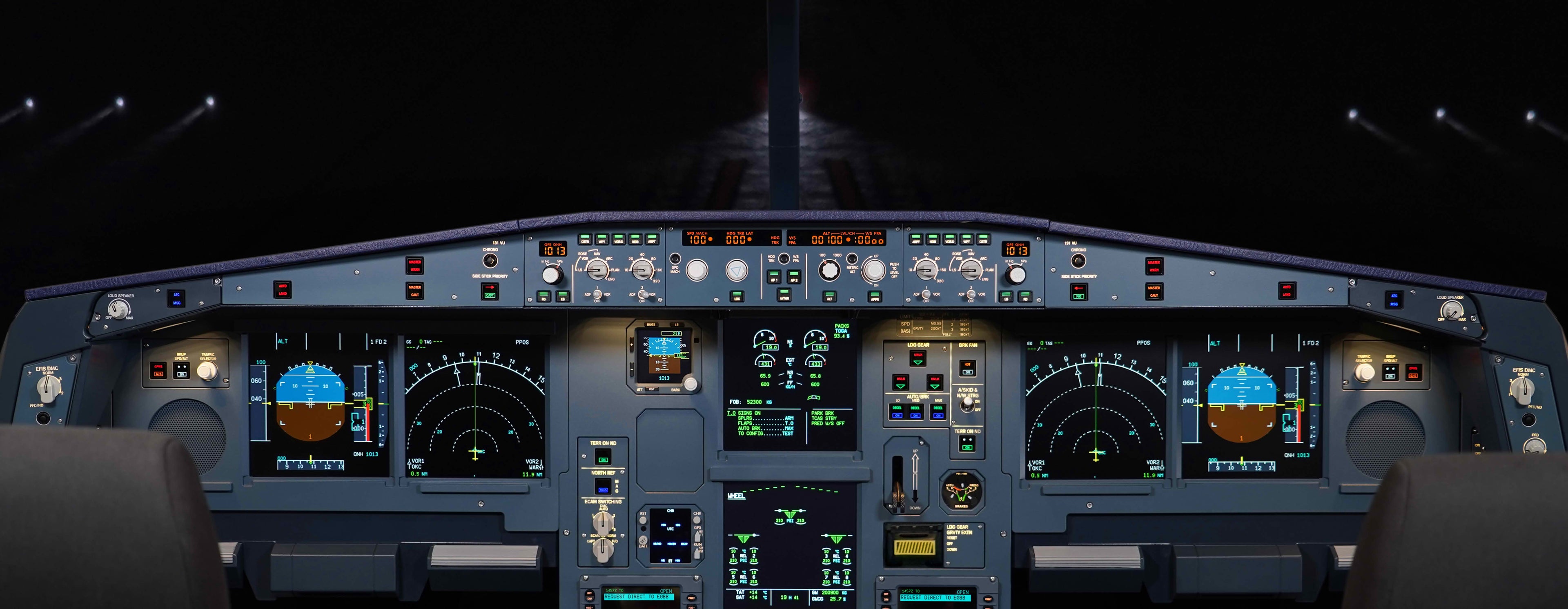 A330 flight simulator with working Flight control unit, Glare, Main instruments panel 