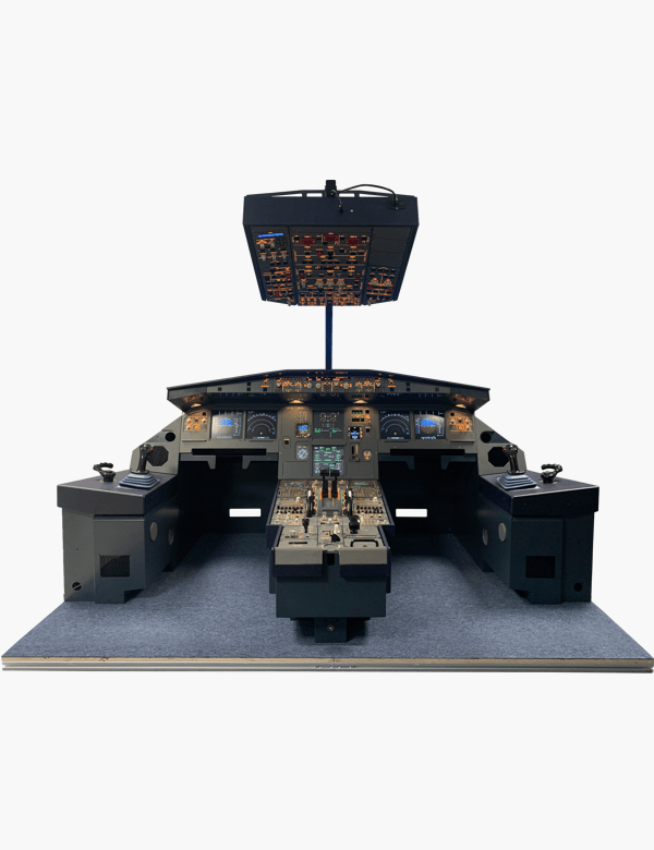 SKALARKI Electronics Airbus A320 HOMELine Dual Trainer shown at an angle, designed for immersive flight simulation