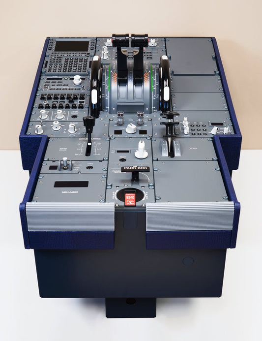 Airbus A320 HOMELine pedestal CS front view by SKALARKI Electronics, designed for professional and home flight simulators